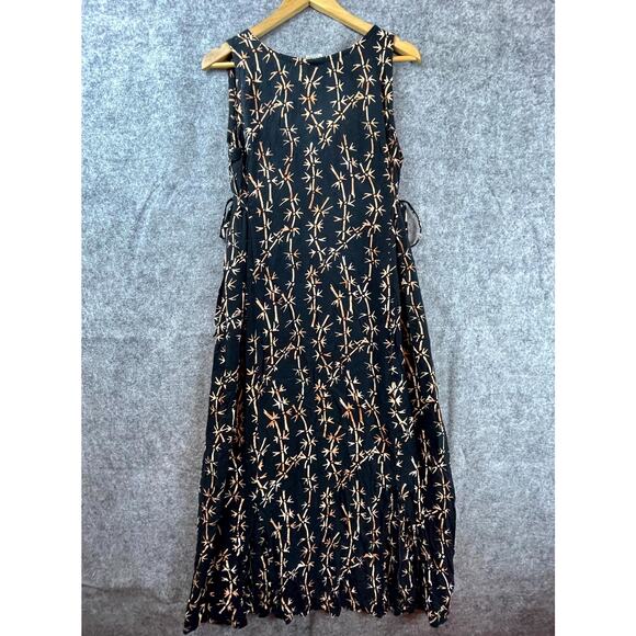 Vintage Go Fish Dress Womens XL Black Floral Side Ties Dark Romantic 90s Maxi - Picture 1 of 6